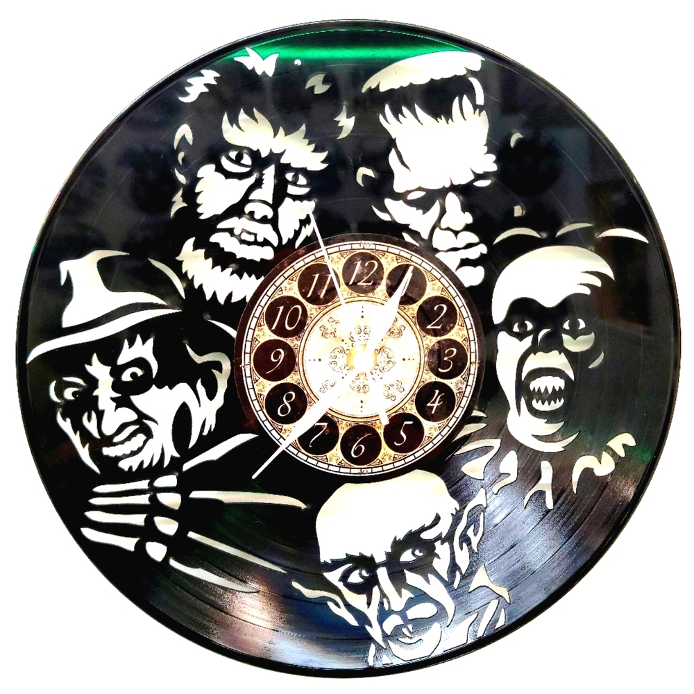 SCARY HALLOWEEN vinyl record clock | wall art decor gift for office or mancave